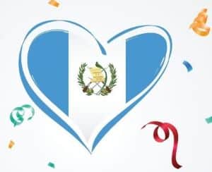 Heart shape design featuring the flag of Guatemala with decorative elements.